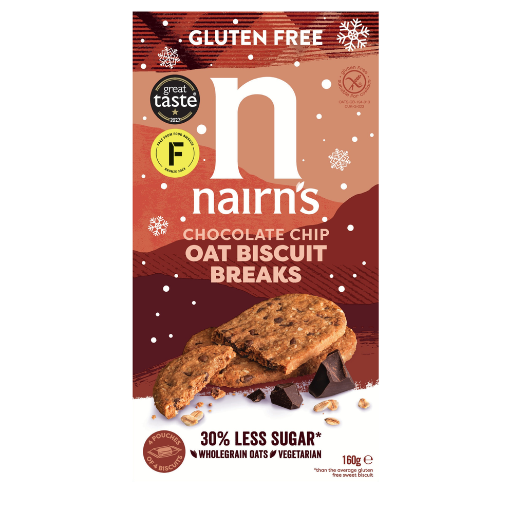 Nairns Oat Biscuits - GF Oats and Choc Chip Breaks N9576 X 7 X 160g