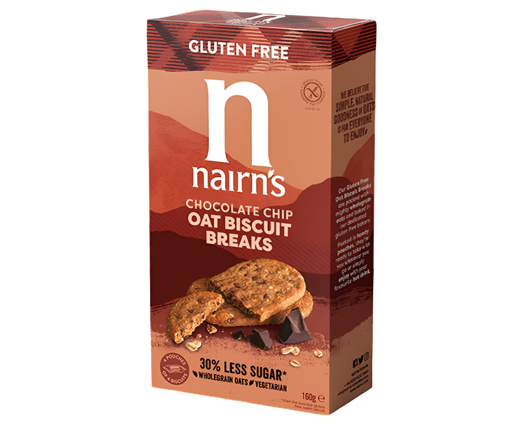 Nairns Oat Biscuits - GF Oats and Choc Chip Breaks N9576 X 7 X 160g