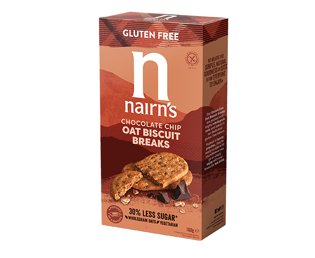 Nairns Oat Biscuits - GF Oats and Choc Chip Breaks N9576 X 7 X 160g