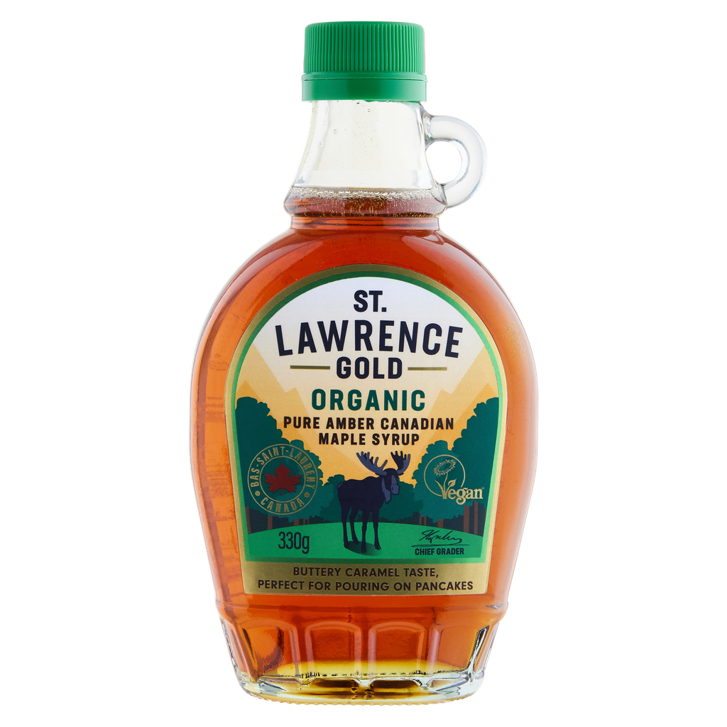St. Lawrence Gold Maple Syrup - Organic Grade A Amber Rich Taste X 12 X 330g