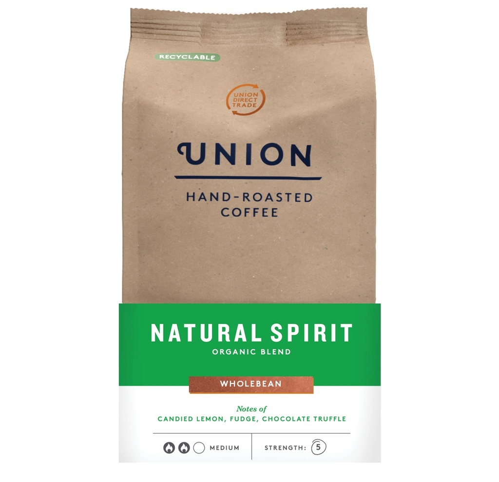 Union Coffee - WHOLE BEAN Natural Spirit Organic X 6 X 200g