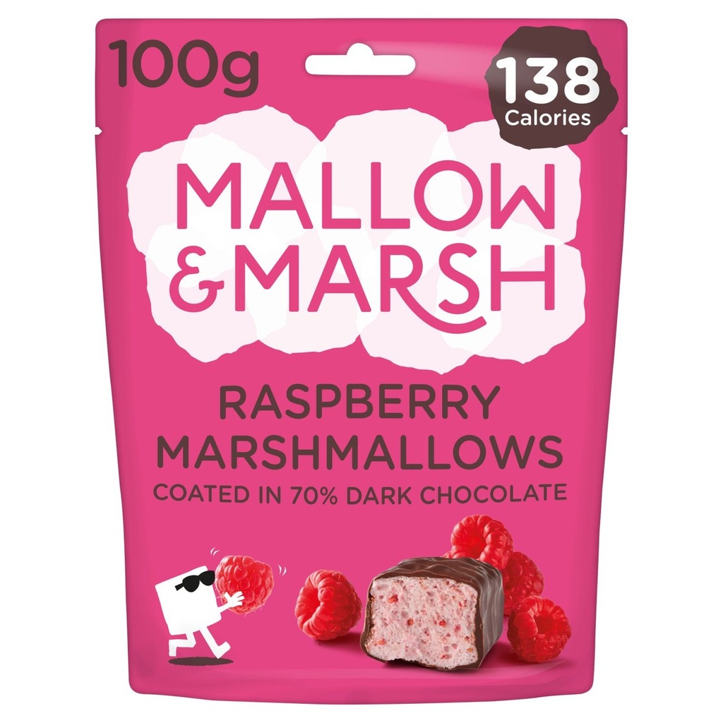 Mallow & Marsh Marshmallows - Raspberry & Dark Chocolate X 6 X 100g