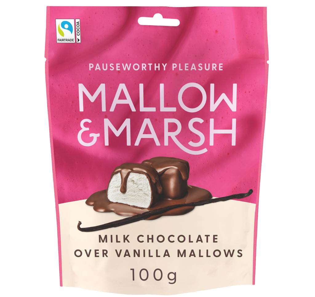 Mallow and Marsh Marshmallows - Vanilla and Milk Chocolate X 6 X 100g