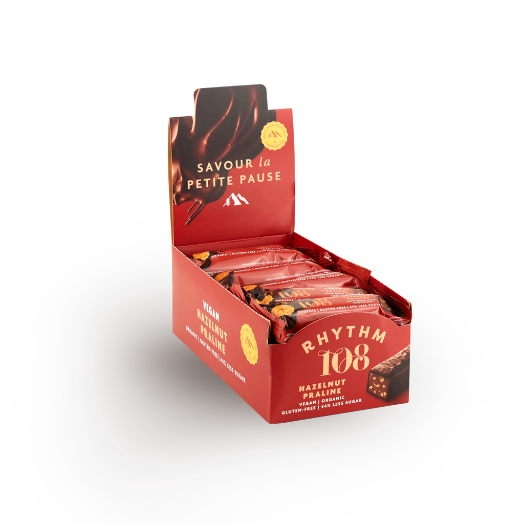 Rhythm 108 Vegan and GF Chocolate - SMALL Hazelnut Praline Bars X 15 X 33g