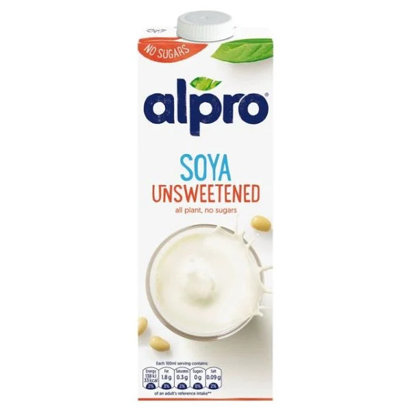 Alpro Plant Based Milk - Soya Unsweetened Wholebean X 8 X 1L