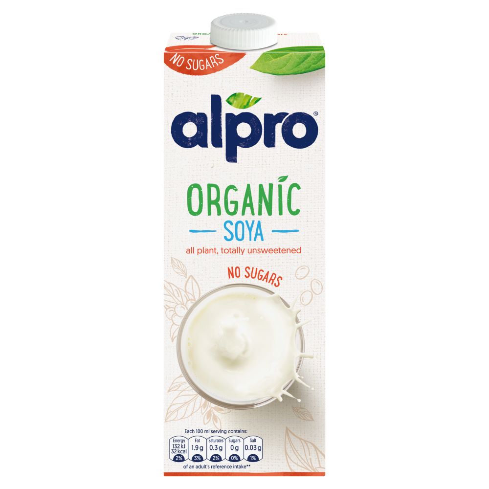 Alpro Plant Based Milk - Organic Soya No Sugar X 8 X 1L