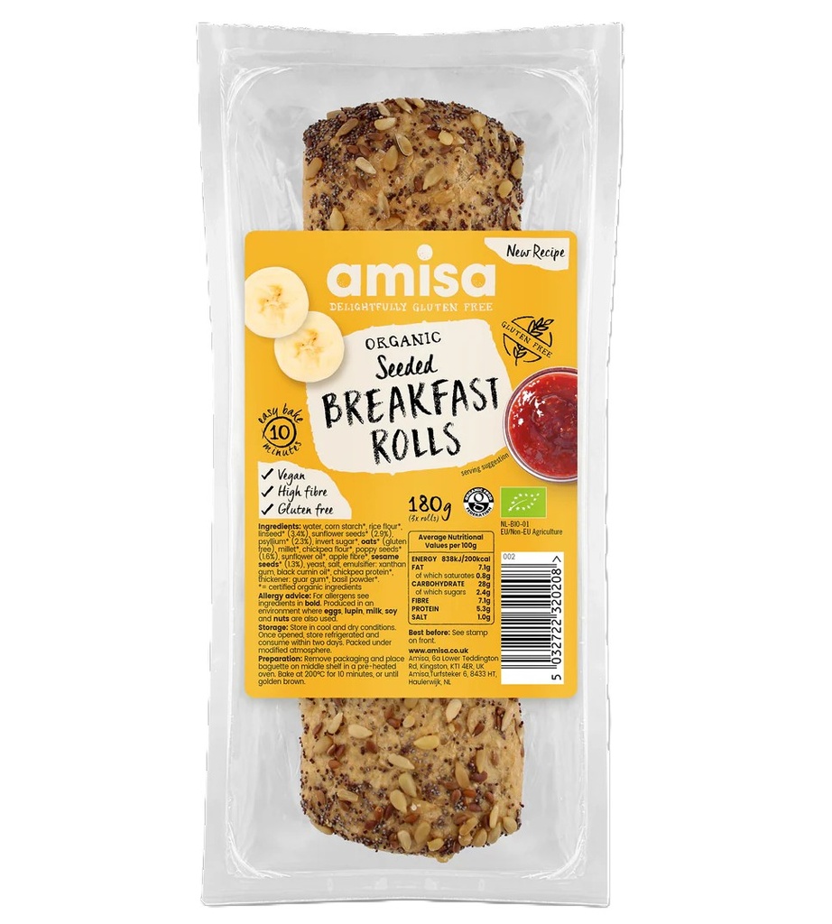 Amisa Organic GF Bread - Seeded Breakfast Rolls 180g