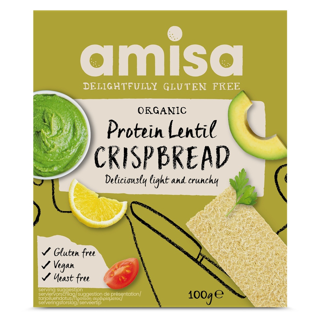 Amisa Organic GF Crispbread - Protein Lentil X 12 X 100g