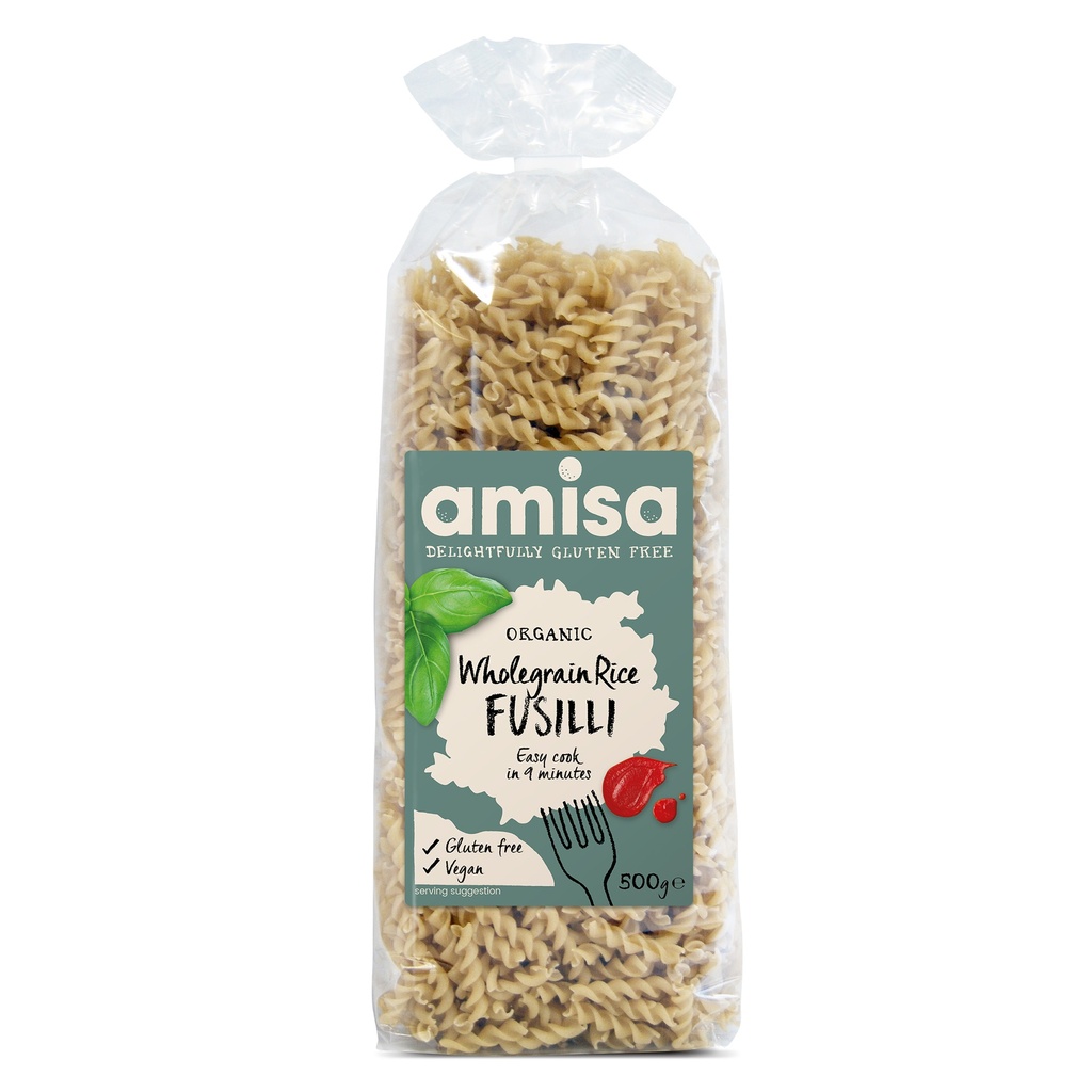 Amisa Organic GF Pasta - Wholegrain Rice Fusilli X 10 X 500g
