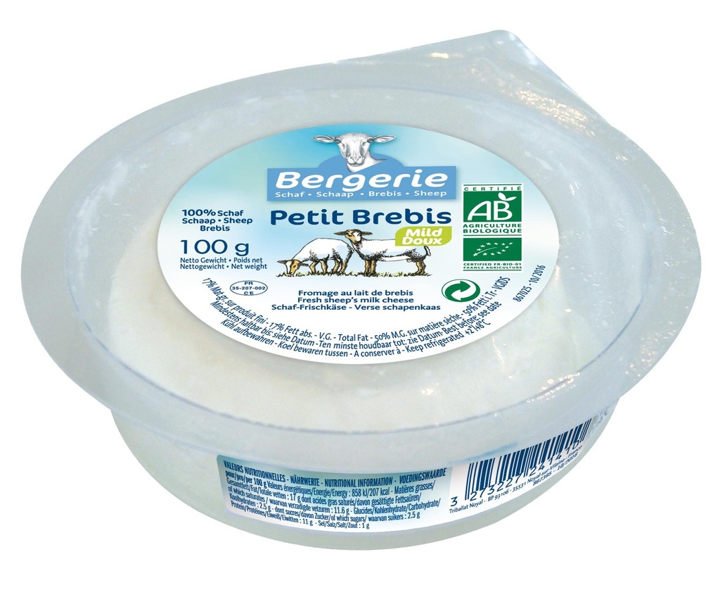 Bergerie Organic Sheeps Cheese - Petit Brebis Natural 100g
