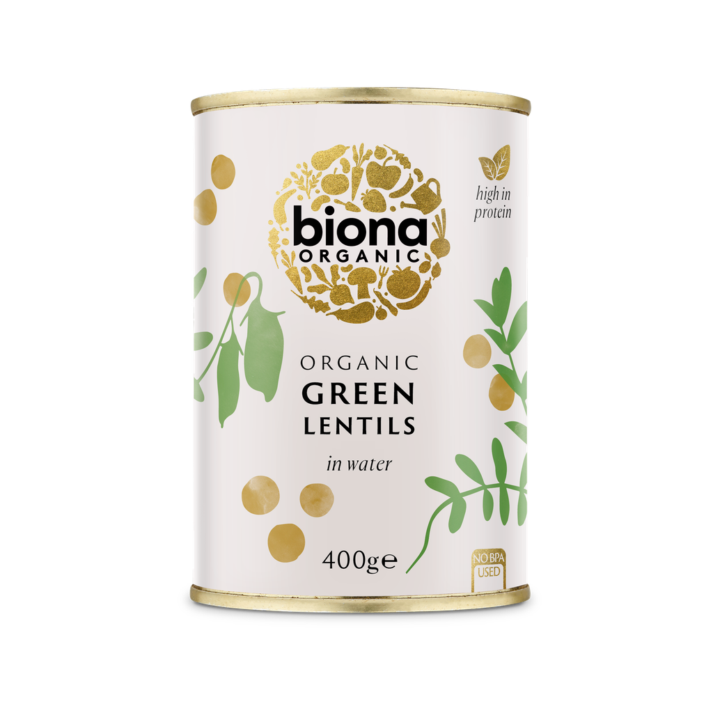 Biona Organic Veg & Pulse Cans - Lentils Green X 6 X 400g