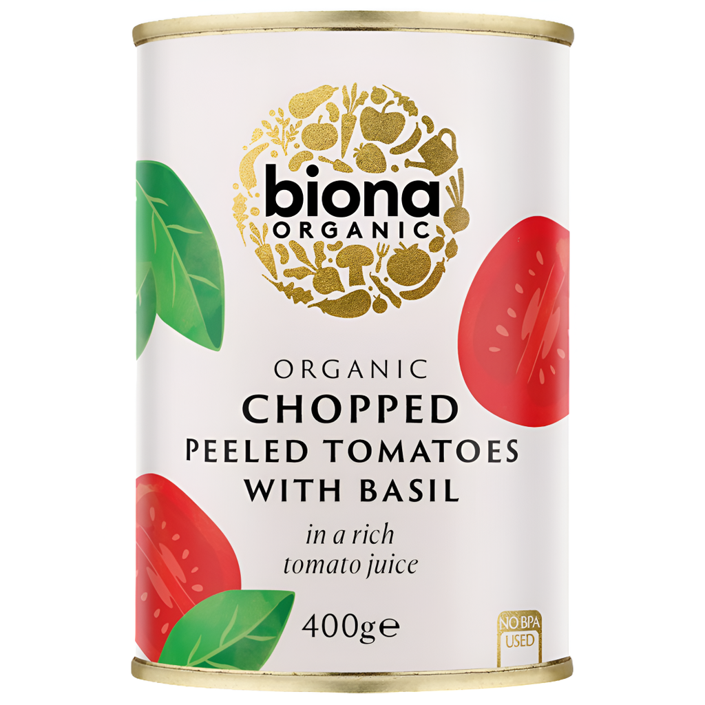 Biona Organic Veg & Pulse Cans - Tomatoes Chopped Basil X 12 X 400g