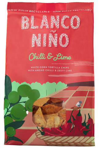 Blanco Nino Tortilla Chips - Chilli and Lime X 8 X 170g