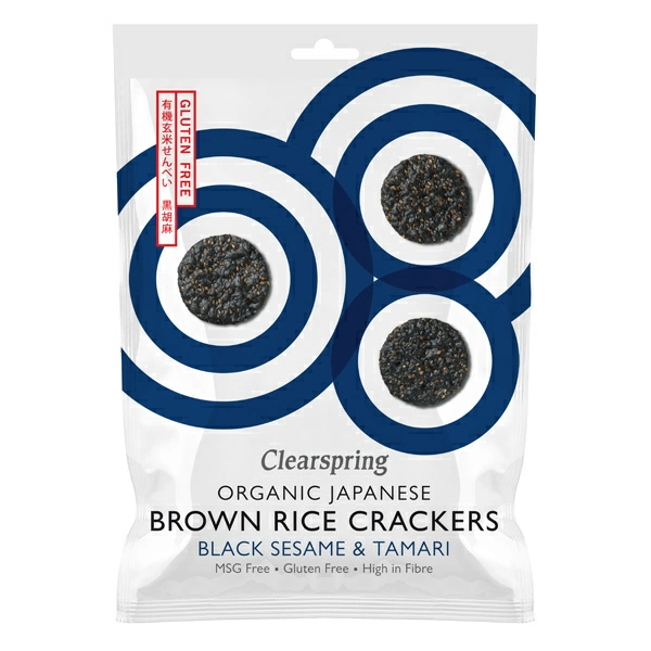 Clearspring Organic Crackers - Brown Rice Crackers - Black Sesame CS274 X 12 X 40g