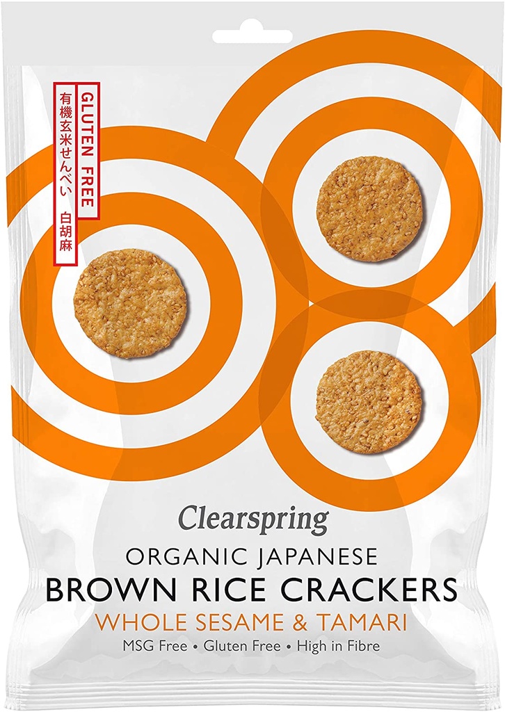 Clearspring Organic Crackers - Brown Rice Crackers - Whole Sesame CS275 X 12 X 40g