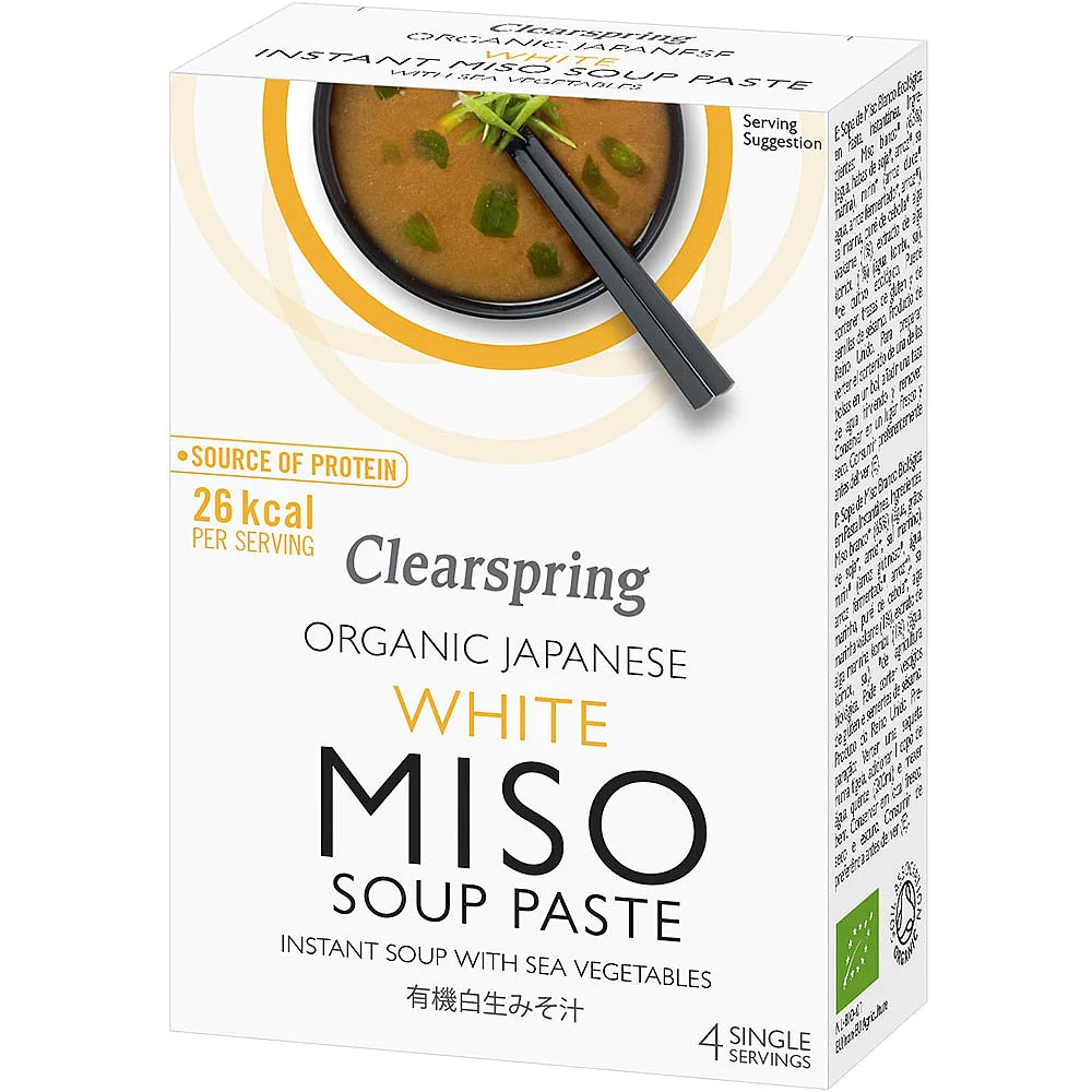 Clearspring Organic Japanese Miso - White Soup Paste Sea Vegetables CS493 X 8 X (4x15g)