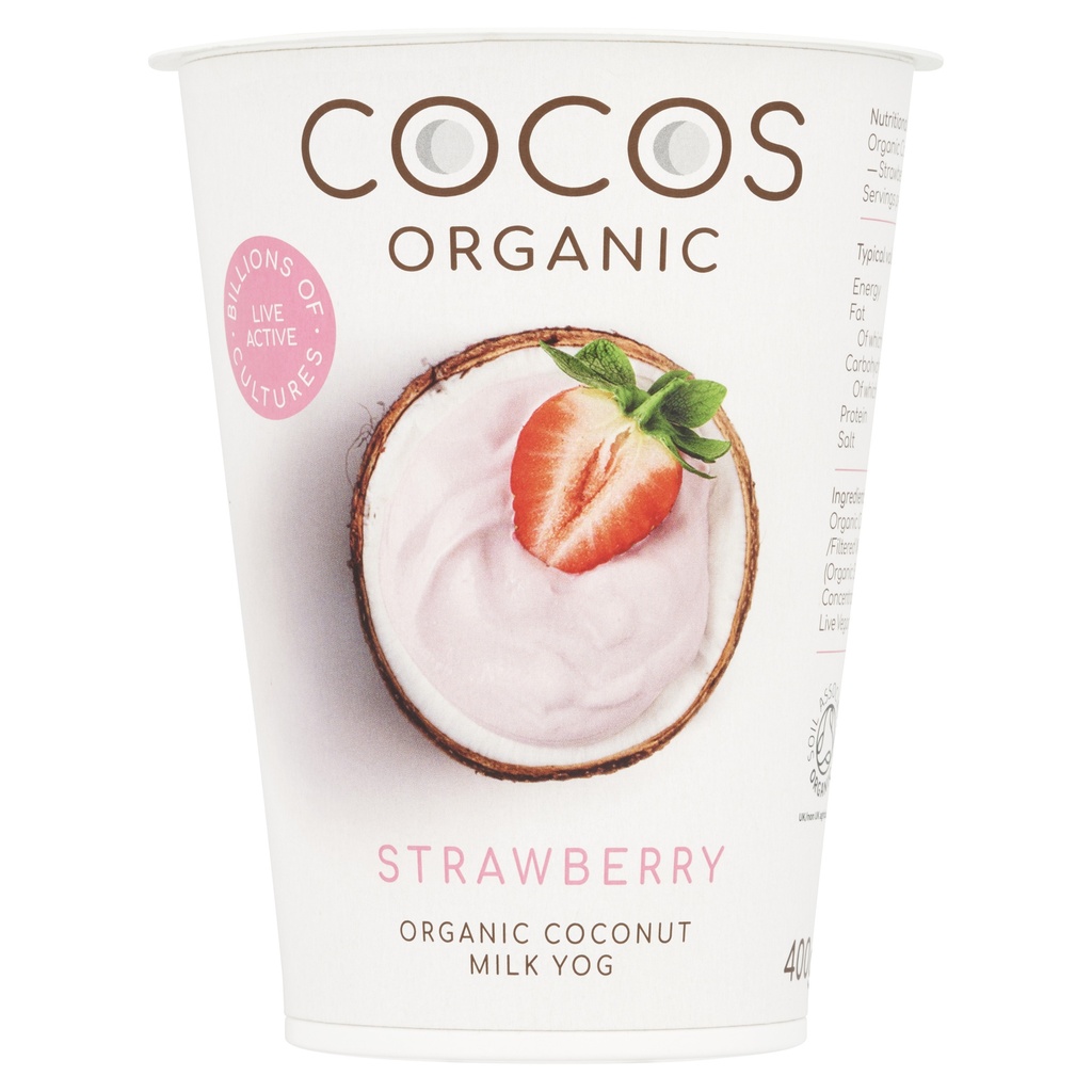 Cocos Organic Vegan Coconut Yoghurt - LARGE Strawberry 400g
