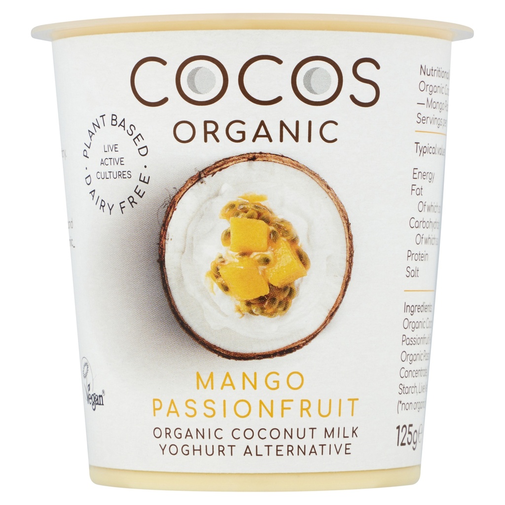 Cocos Organic Vegan Coconut Yoghurt - SMALL Mango and Passionfruit 125g