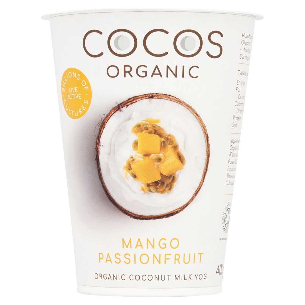 Cocos Organic Vegan Coconut Yoghurt - LARGE Mango and Passionfruit 400g