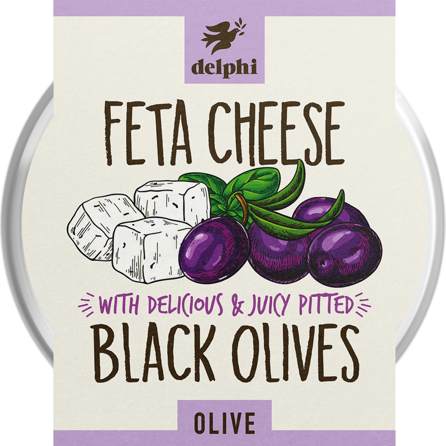 Delphi Olives and Tapas - Black Pitted with Cheese 160g