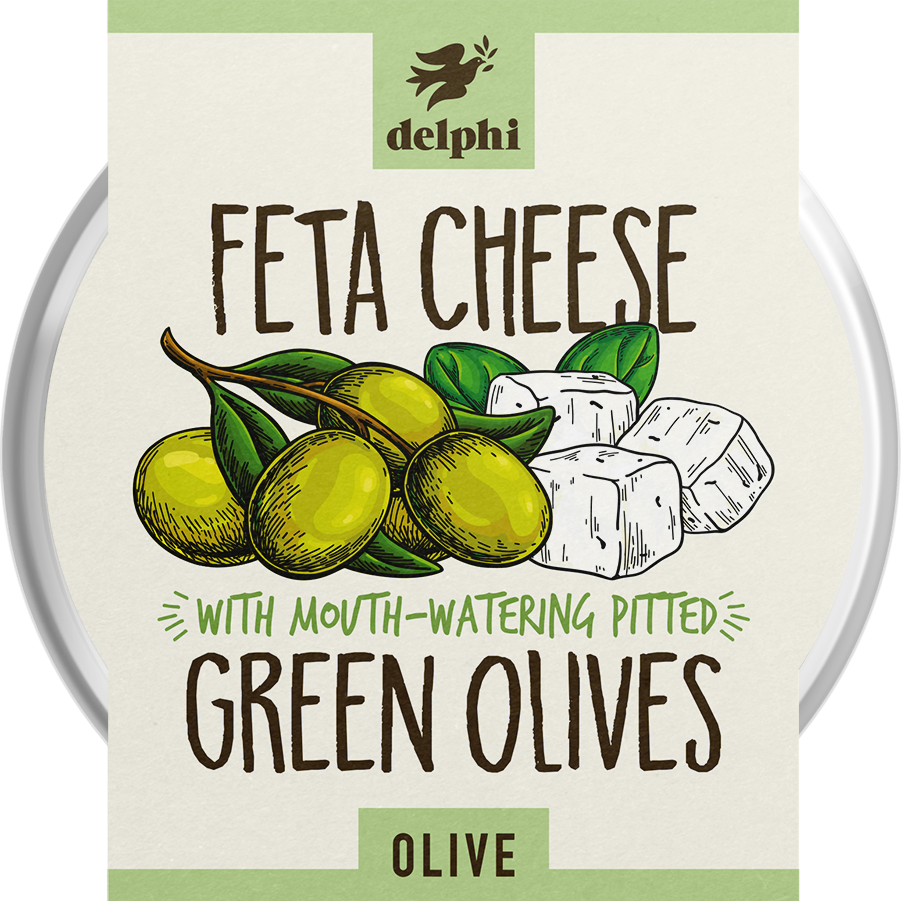 Delphi Olives & Tapas - Green Pitted w/ Cheese 160g