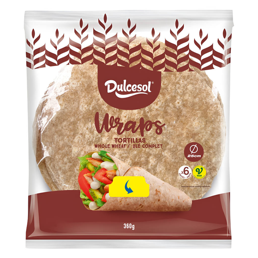 Dulcesol Tortilla - Whole Wheat Wraps 25cm X 360g