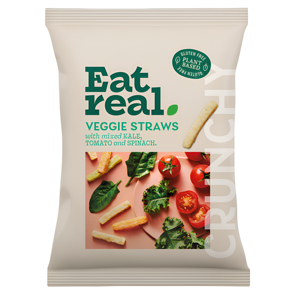 Eat Real Veggie Straw - Sea Salted with Tomato Kale & Spinach X 10 X 110g