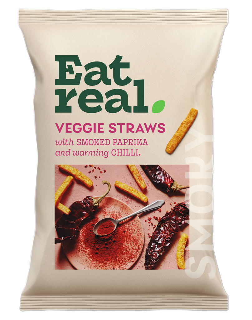 Eat Real Veggie Straw - Smoked Paprika and Chilli X 10 X 110g