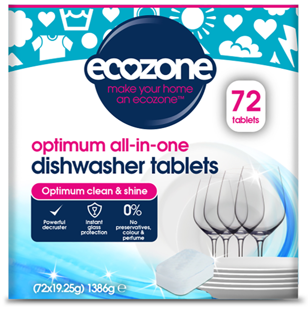 [30% OFF] Ecozone Cleaning Tablets - LARGE Dishwasher Optimum 72 Tabs 1386g