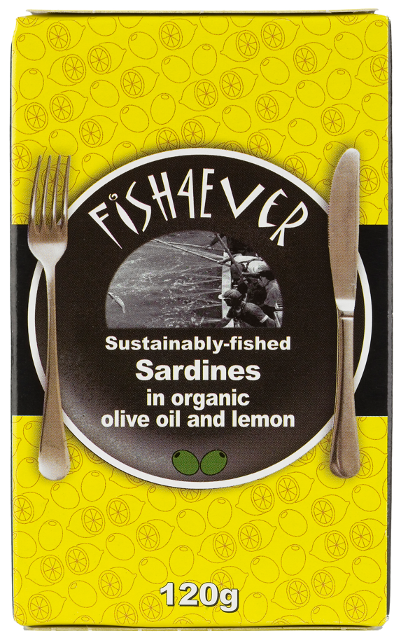 Fish 4 Ever Organic Sardines - Whole in Olive Oil and Lemon X 12 X 120g