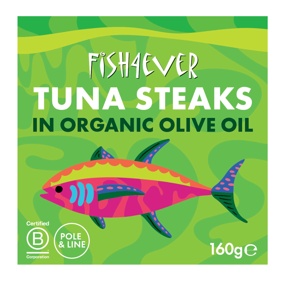 [15% OFF] Fish 4 Ever Organic Tuna - Azores Steaks in Olive Oil X 8 X 160g