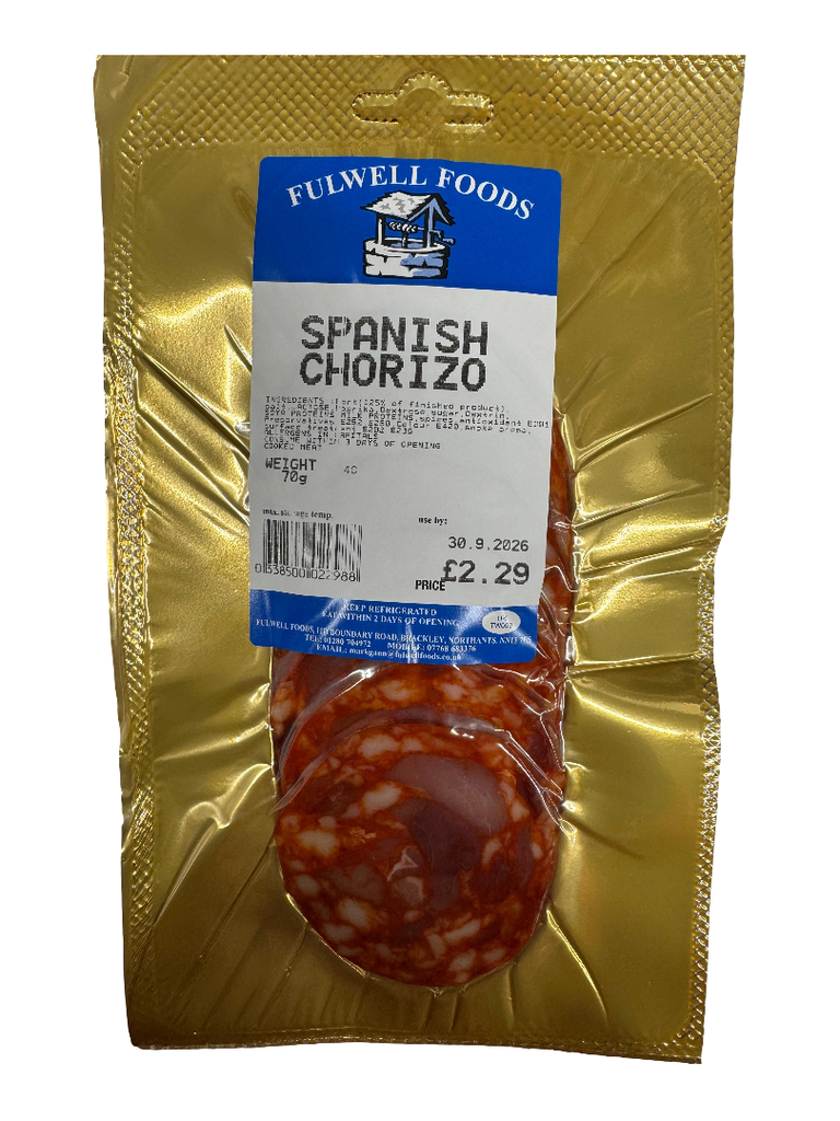 Fulwell Sliced Meats - Chorizo £2.29 X 6 X 70g