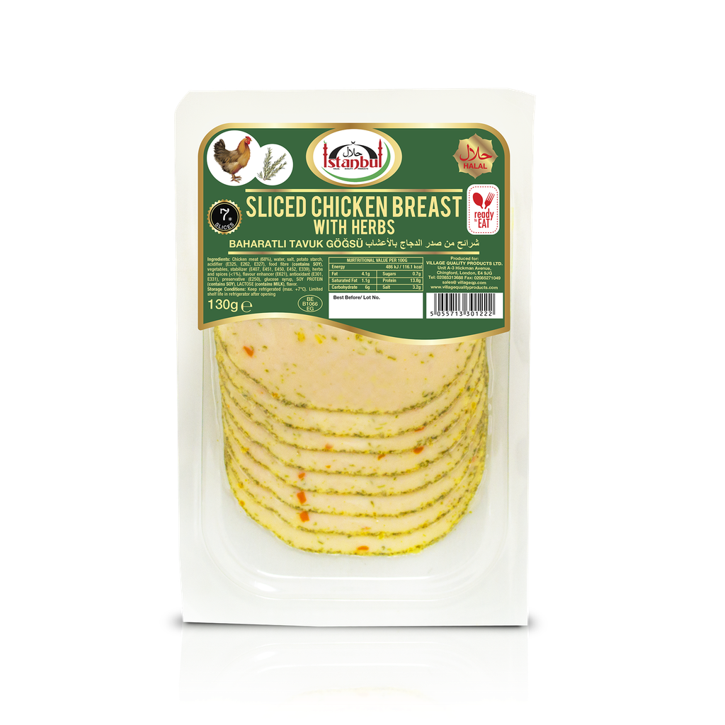 Istanbul Halal Sliced Meat - Chicken Breast with Herbs 130g