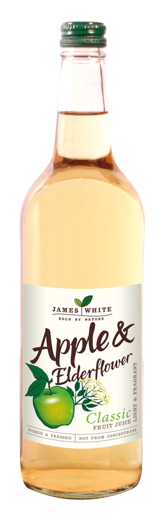 James White Classic Fruit Juice - BOTTLE Apple and Elderflower X 6 X 75cl