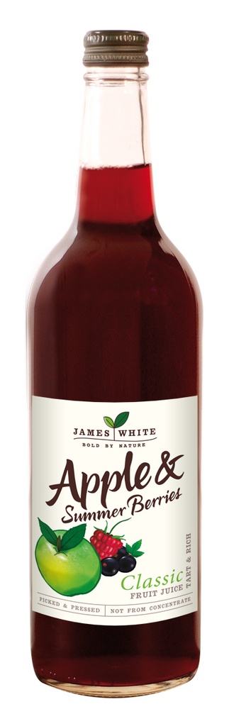 James White Classic Fruit Juice - BOTTLE Apple and Summer Berries X 6 X 75cl