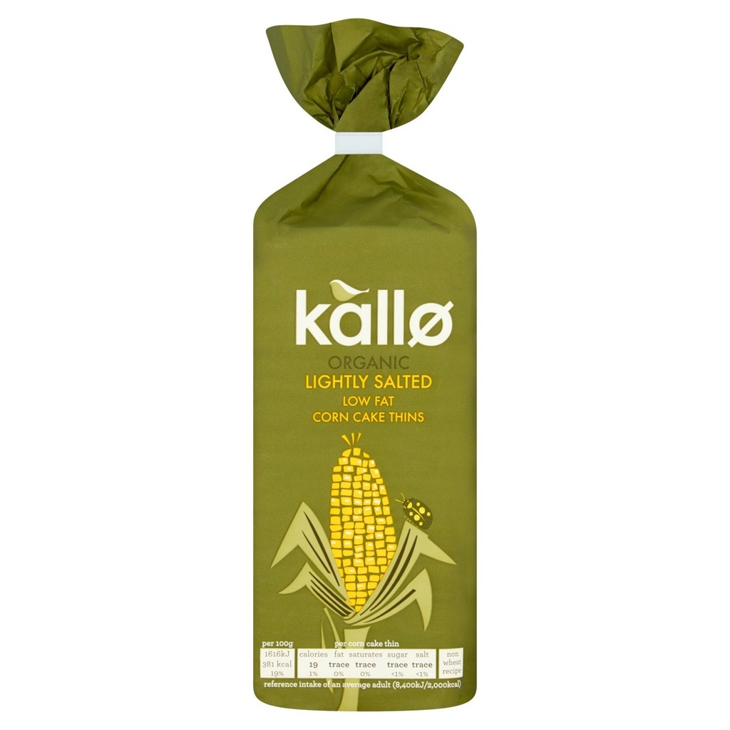 Kallo Rice Cakes - Wholegrain Light Salt Corn Cakes X 12 X 130g