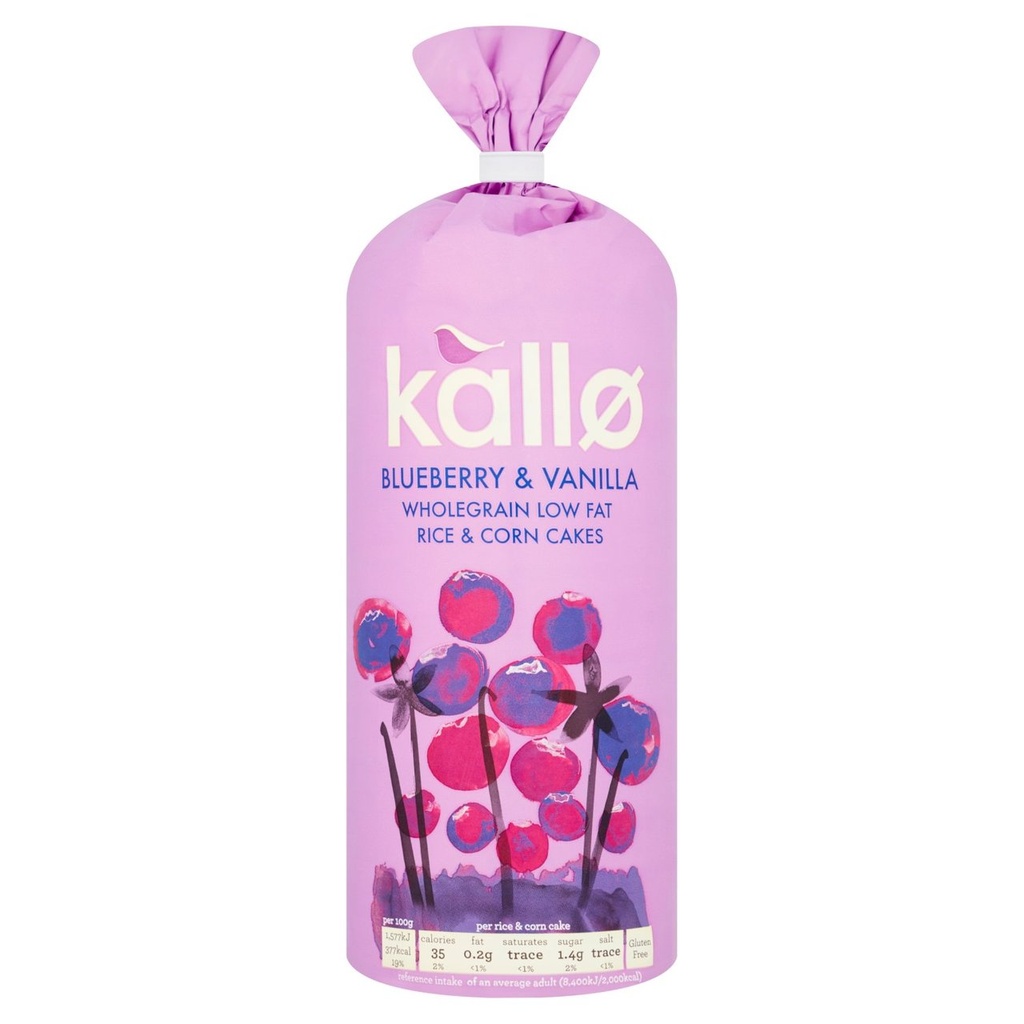 Kallo Rice Cakes - Jumbo Corn Rice Cakes Bberry Vanil X 6 X 131g