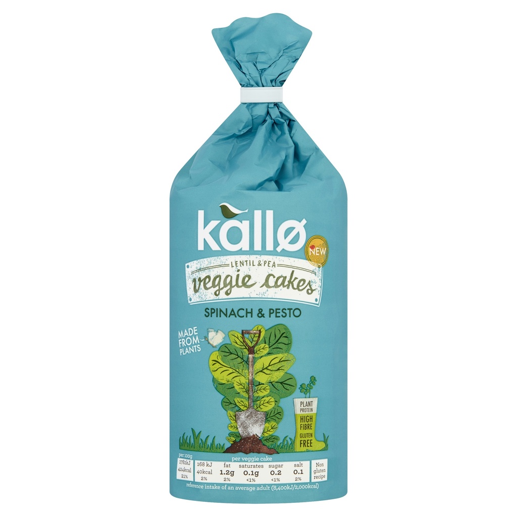 Kallo Veggie Cakes - Spinach and Pesto X 6 X 122g