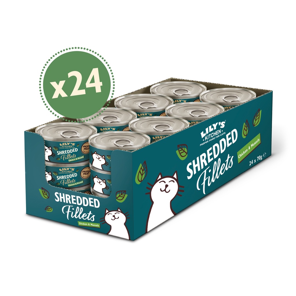 [30% OFF] Lilys Kitchen Pet Food - CAT Shredded Chicken Mussel CAPOTK85 UK01A X 24 X 70g