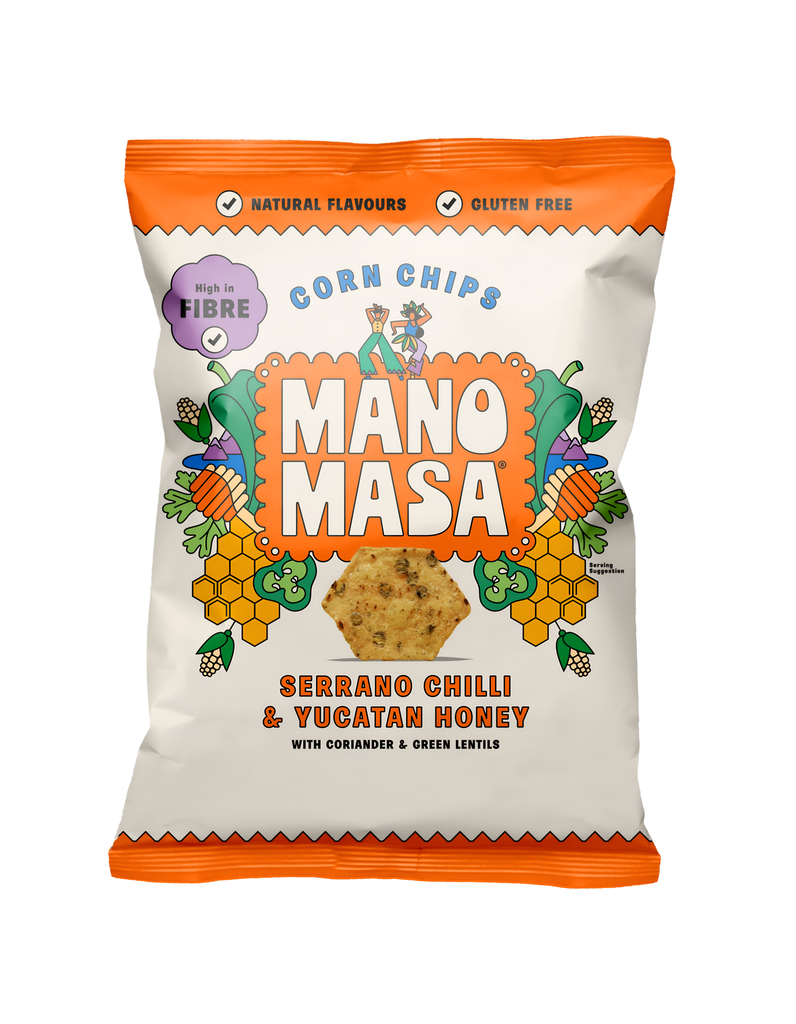 Manomasa Tortillas Chips - Serrano Chilli & Yucatan Honey X 12 X 140g