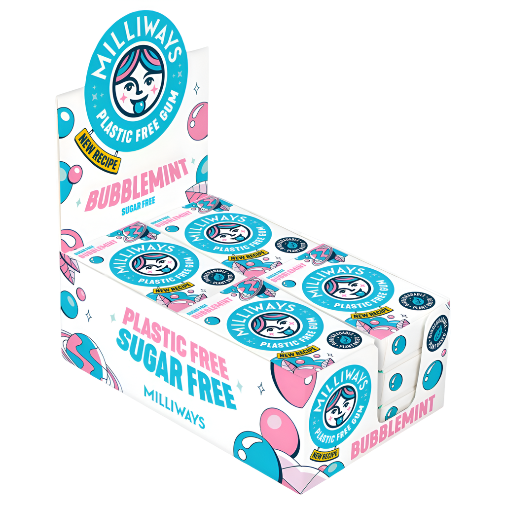 Milliways Plastic-Free Gum - Bubblemint X 12 X 19g