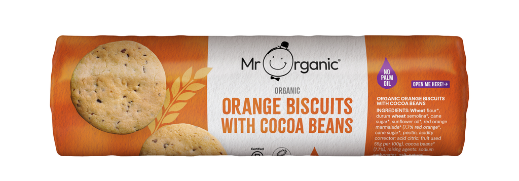 Mr Organic Biscuits - Orange Biscuits w/ Cocoa Beans 250g