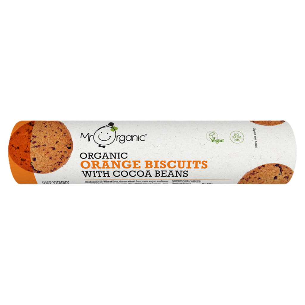 Mr Organic Biscuits - Orange Biscuits w/ Cocoa Beans 250g