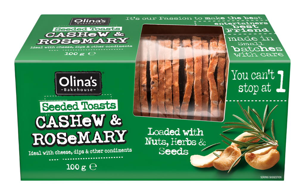Olinas Bakehouse Seeded Toasts - Cashew and Rosemary X 12 X 100g
