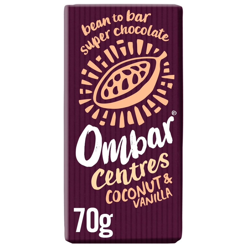Ombar Organic Vegan Chocolate - Centres Coconut & Vanilla X 10 X 70g