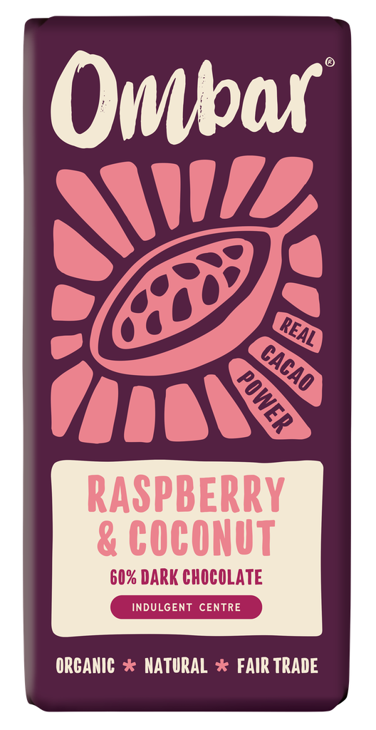 Ombar Organic Vegan Chocolate - MEDIUM Centres Raspberry & Coconut X 10 X 70g