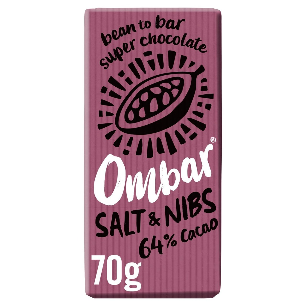 [15% OFF] Ombar Organic Vegan Chocolate - Salt & Nibs X 10 X 70g