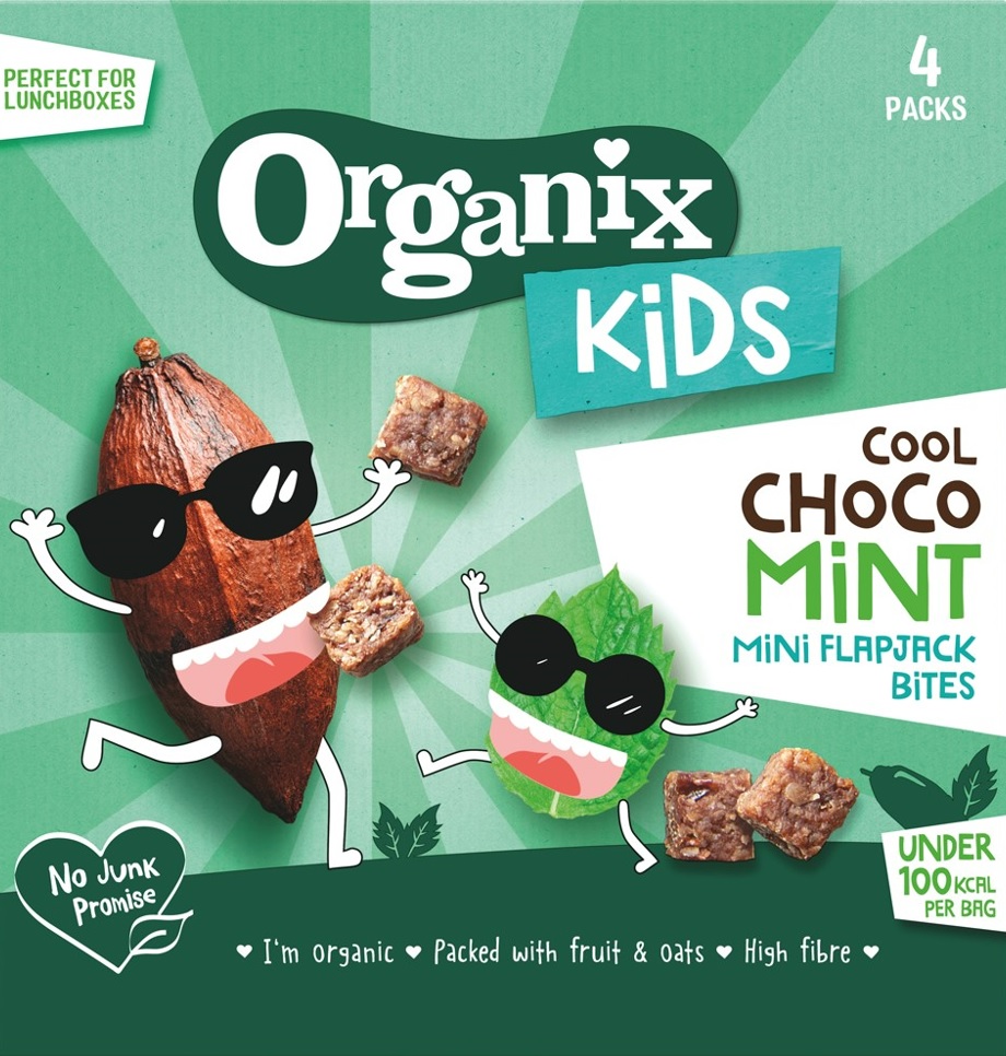 Organix Organic Kids Mini Flapjack Bites - KIDS Cool Choco Mint X 4 X (4x23g)