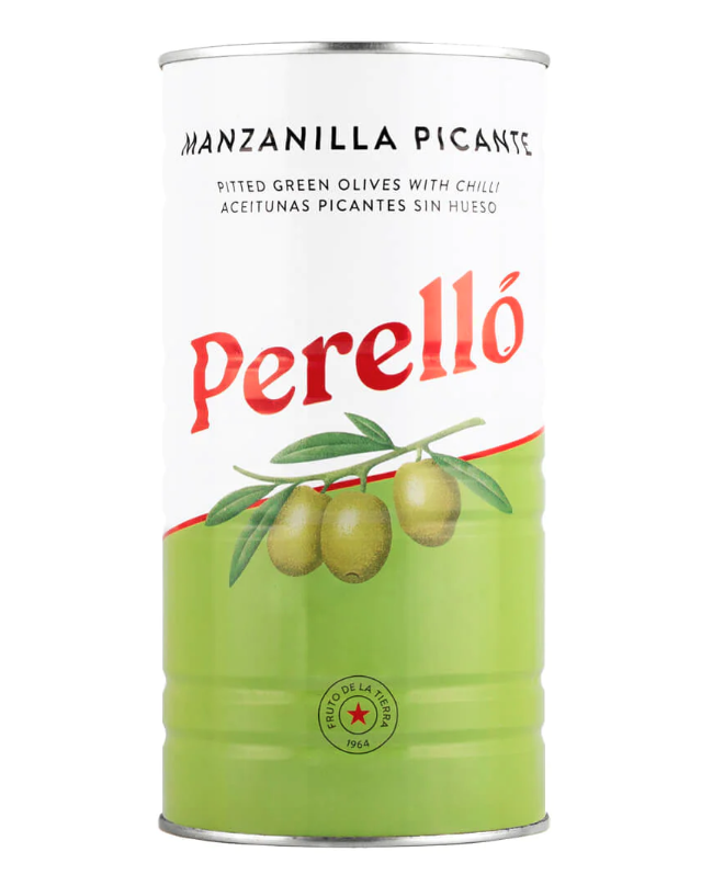 [15% OFF] Perello Olives - LARGE Manzanilla Picante Spicy Pitted X 6 X 600g