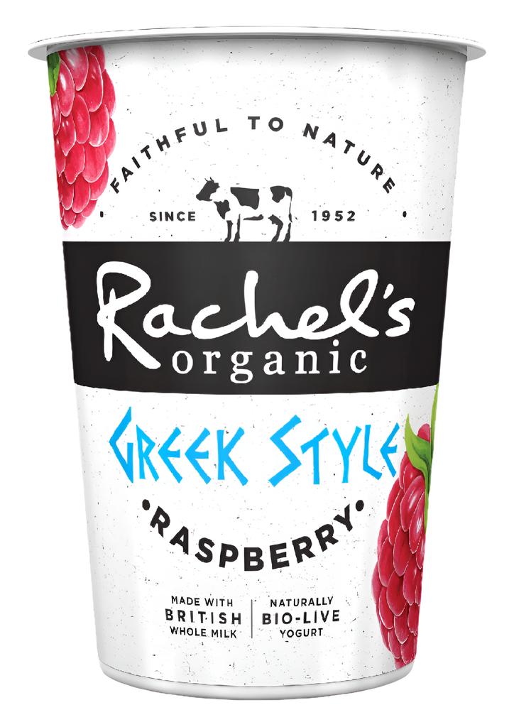Rachels Organic GREEK Style Yoghurt -Raspberry 450g